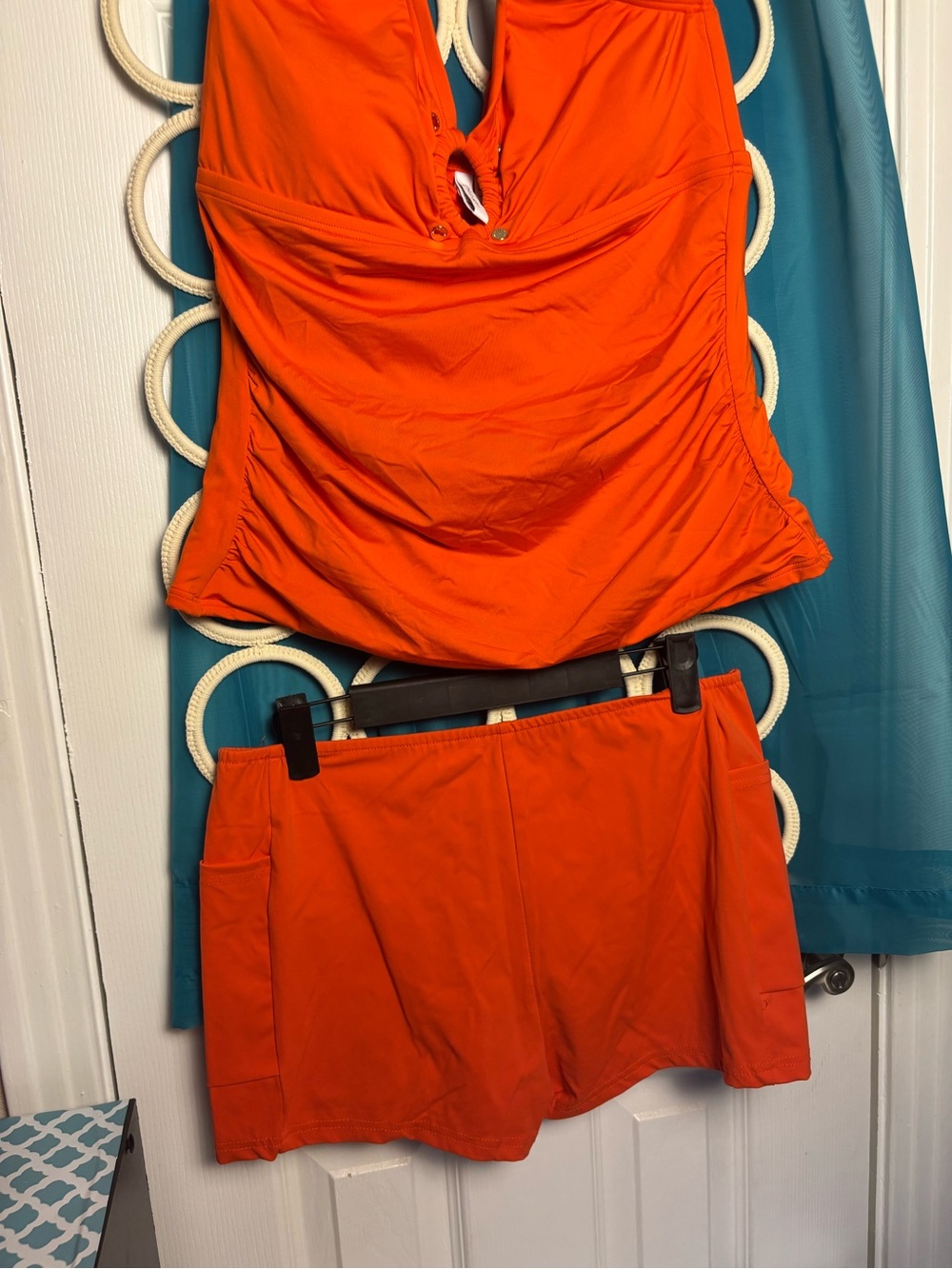 Calvin Klein Bright Orange Women's Tankini Top with shorts bottoms NWT LARGE 🔥 - Picture 4 of 16